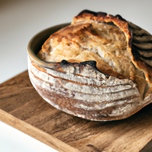 Freshly baked artisan bread with a crispy golden crust, made using a Dutch oven.