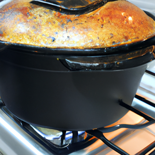 A well-seasoned Dutch oven with a thin layer of vegetable oil applied to the interior.